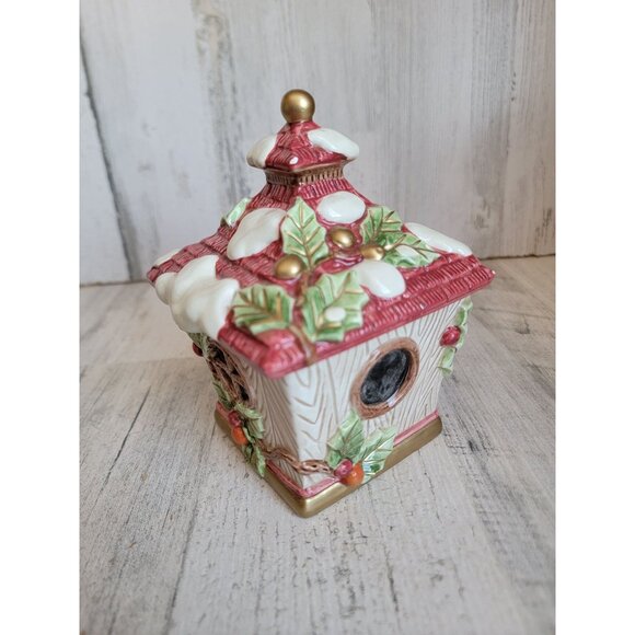 Fitz Floyd birdhouse candle holder xmas snow figure decor - Picture 5 of 8